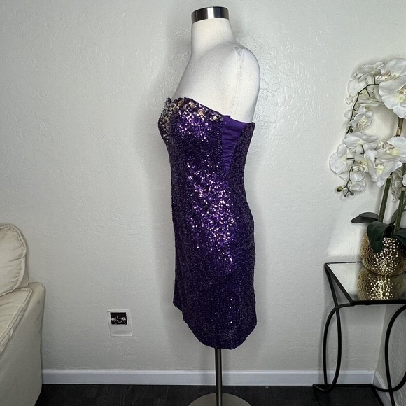vintage camille la vie purple sequin strapless dress Size 2 - Picture 4 of 8